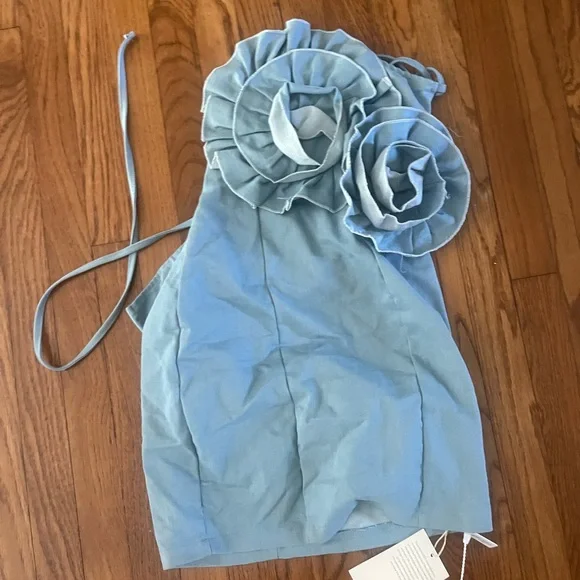 Body con denim like flower statements dress - Picture 3 of 4